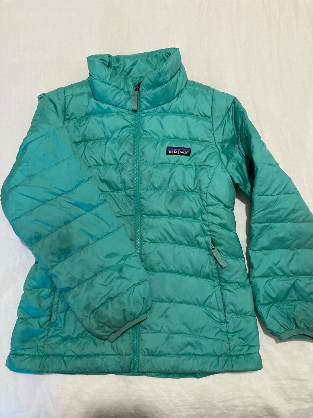 Patagonia Kids Teal Green Puffy Jacket - Insulated Zipper Coat